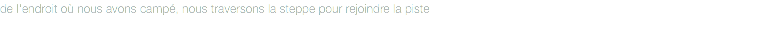 de l'endroit où nous avons campé, nous traversons la steppe pour rejoindre la piste
